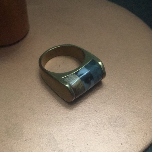 J. Crew ring semi precious stones gold plated Women’s 6 tan grey white - Picture 5 of 6